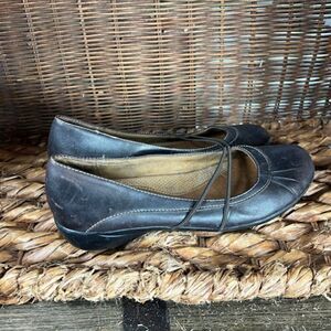 Natural Soul By Naturalizer Women's Black Leather Comfort Flats Shoes Size 8.5